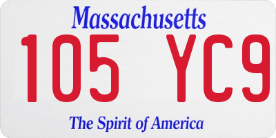 MA license plate 105YC9