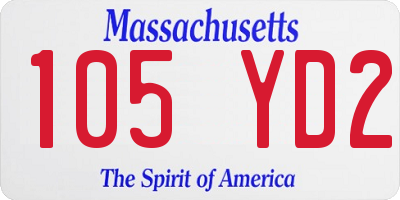 MA license plate 105YD2