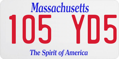 MA license plate 105YD5