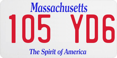 MA license plate 105YD6