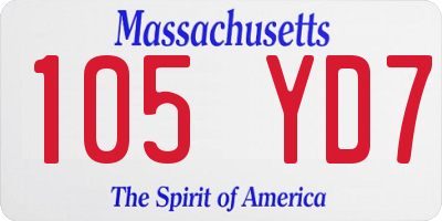 MA license plate 105YD7