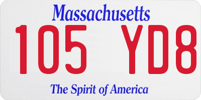 MA license plate 105YD8