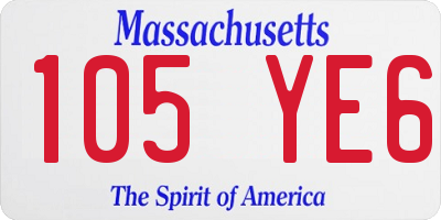 MA license plate 105YE6