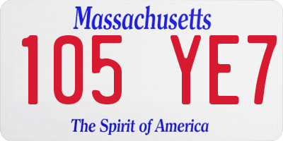 MA license plate 105YE7