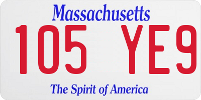 MA license plate 105YE9