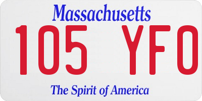 MA license plate 105YF0