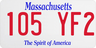 MA license plate 105YF2