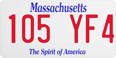 MA license plate 105YF4