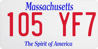 MA license plate 105YF7