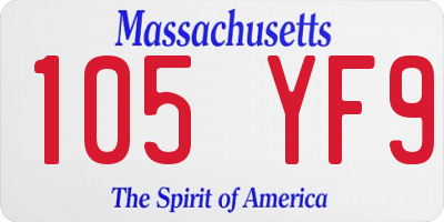 MA license plate 105YF9