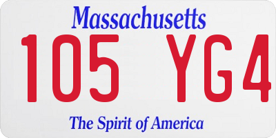 MA license plate 105YG4
