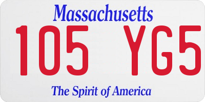 MA license plate 105YG5