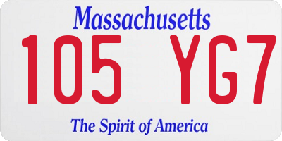 MA license plate 105YG7