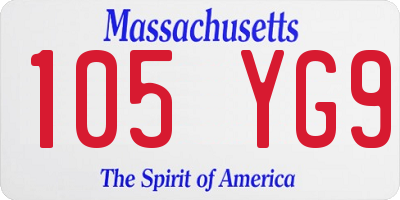 MA license plate 105YG9