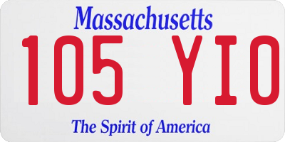 MA license plate 105YI0