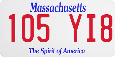 MA license plate 105YI8