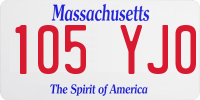 MA license plate 105YJ0