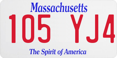 MA license plate 105YJ4