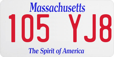 MA license plate 105YJ8