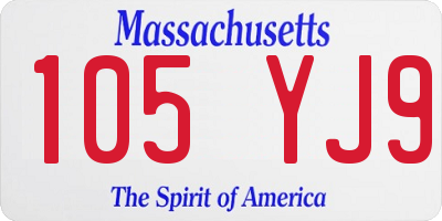 MA license plate 105YJ9