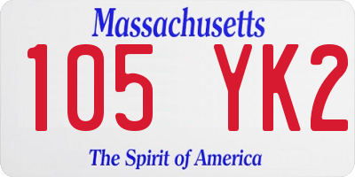 MA license plate 105YK2