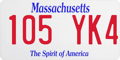 MA license plate 105YK4