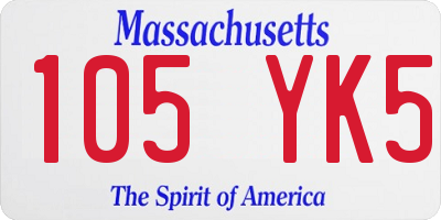 MA license plate 105YK5