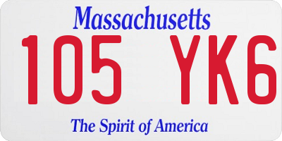 MA license plate 105YK6