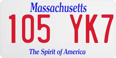 MA license plate 105YK7