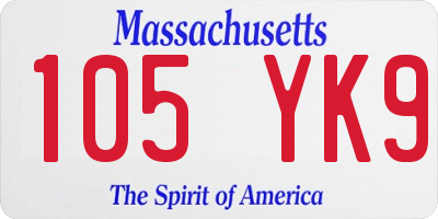 MA license plate 105YK9