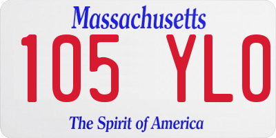 MA license plate 105YL0
