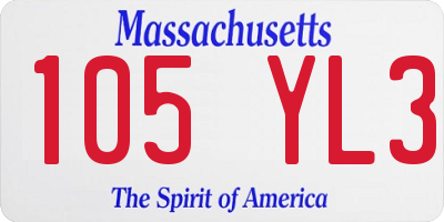 MA license plate 105YL3