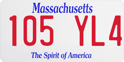 MA license plate 105YL4