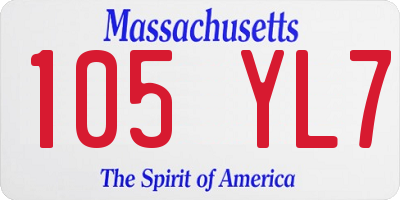 MA license plate 105YL7