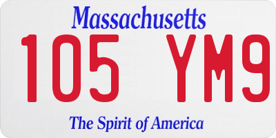 MA license plate 105YM9