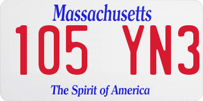 MA license plate 105YN3