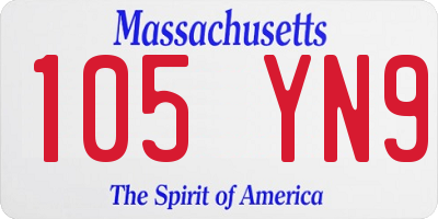 MA license plate 105YN9