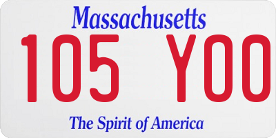 MA license plate 105YO0