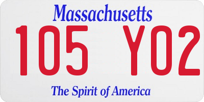 MA license plate 105YO2