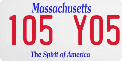MA license plate 105YO5