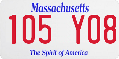 MA license plate 105YO8