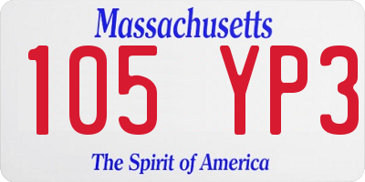 MA license plate 105YP3