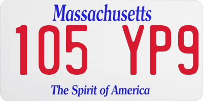 MA license plate 105YP9
