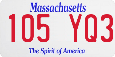 MA license plate 105YQ3