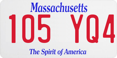 MA license plate 105YQ4