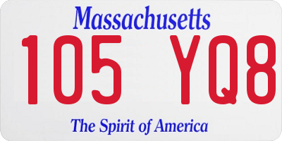 MA license plate 105YQ8