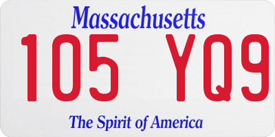 MA license plate 105YQ9