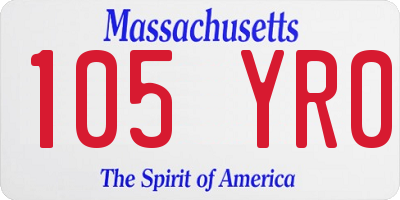 MA license plate 105YR0