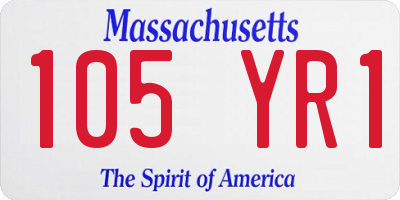 MA license plate 105YR1