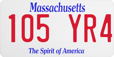 MA license plate 105YR4